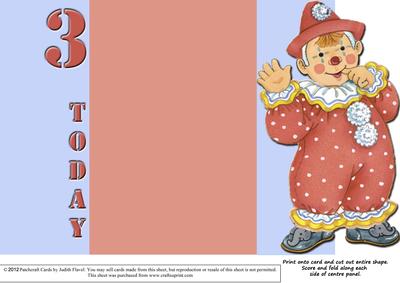 Jolly the Clown Gatefold 3rd Birthday - Orange on Blue