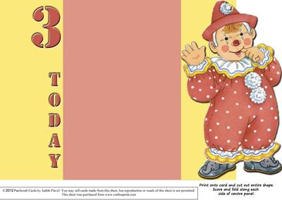 Jolly the Clown Gatefold 3rd Birthday - Orange on Yellow