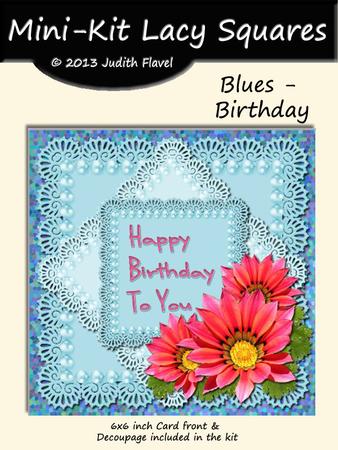 Lacy Squares - Blues - Birthday