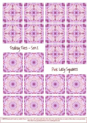 Lacy Pink Squares - Teabag Tiles Set 2