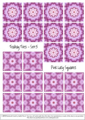 Lacy Pink Squares - Teabag Tiles Set 5