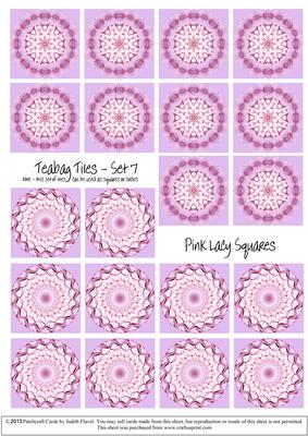 Lacy Pink Squares - Teabag Tiles Set 7