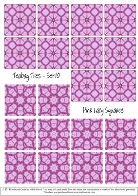 Lacy Pink Squares - Teabag Tiles Set 10