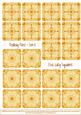 Lacy Yellow Squares - Teabag Tiles Set 2