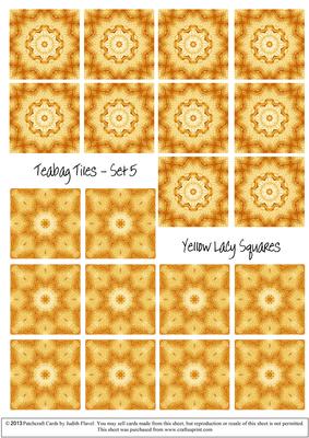 Lacy Yellow Squares - Teabag Tiles Set 5