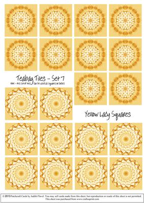 Lacy Yellow Squares - Teabag Tiles Set 7