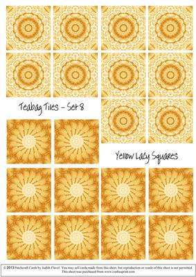 Lacy Yellow Squares - Teabag Tiles Set 8