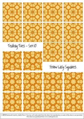 Lacy Yellow Squares - Teabag Tiles Set 10