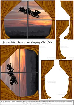 Santa Heads for Home - Gold Curtains