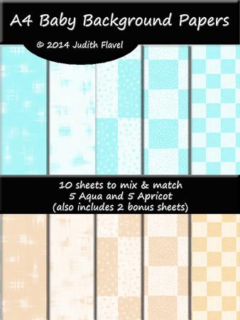 A4 Baby Papers - Aqua & Apricot
