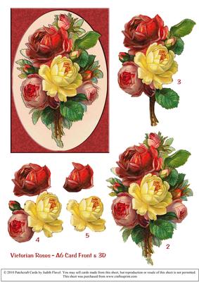 Victorian Roses Card Front and 3D