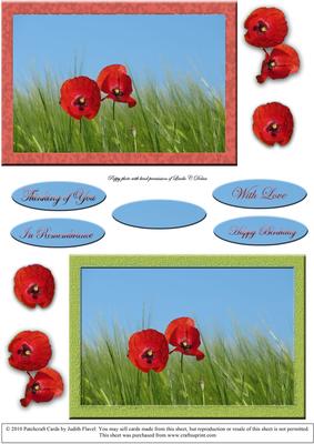 French Poppies Card Fronts & 3D