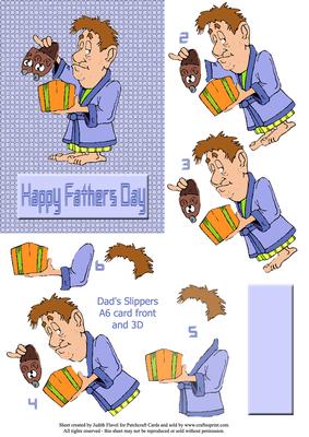 Dad's Slippers - Card Front and 3D
