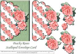 Peachy Roses Scalloped Mock Envelope - Green
