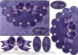 Purple Damask - Mock Envelope Style