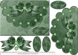 Green Damask - Mock Envelope Style
