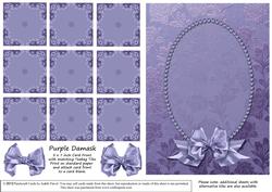 Purple Damask - Card Front & Teabag Tiles