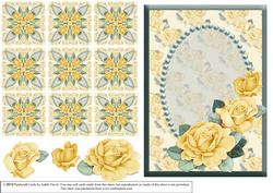 Yellow Roses and Pearls - Card Front & Teabag Tiles