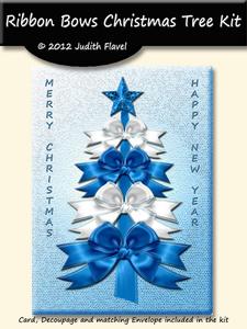 Ribbon Bow Christmas Tree - Blue & White