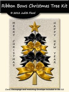 Ribbon Bow Christmas Tree - Gold & Black