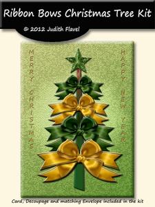 Ribbon Bow Christmas Tree - Green & Gold
