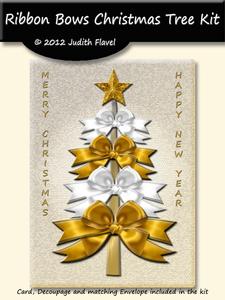 Ribbon Bow Christmas Tree - White & Gold
