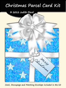 Christmas Parcel - Blue & White with Stars