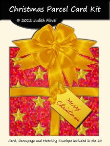 Christmas Parcel - Red & Gold with Stars