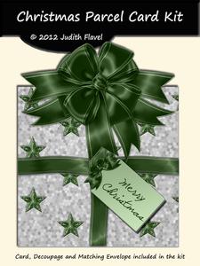 Christmas Parcel - Silver & Green with Stars