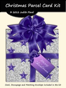 Christmas Parcel - Silver & Purple with Stars
