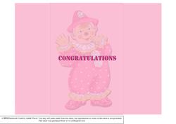 Jolly the Clown Gatefold New Baby - Insert Pink