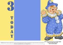 Jolly the Clown Gatefold 3rd Birthday - Blue on Yellow