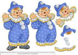 Jolly the Clown Gatefold Step by Step - Blue