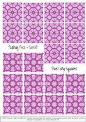 Lacy Pink Squares - Teabag Tiles Set 10