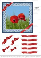 Ribbons and Lace - Poppies on Blue