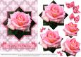 Pink Rose - Star Pyramid & Card Front 2 - Birthday