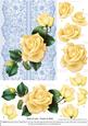 Roses on Lace - Cream on Blue