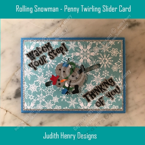 Rolling Snowman - Penny Twirling Slider Card