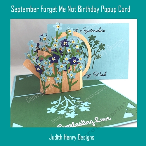 September Forget Me Not Birthday Pop Up Card
