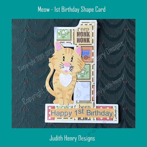 Meow - 1st Birthday Shape Card