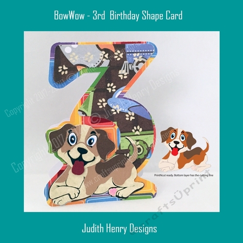 BowWow-3rd Birthday Shape Cards