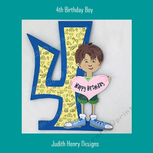 Boy 4th Birthday Shape Card