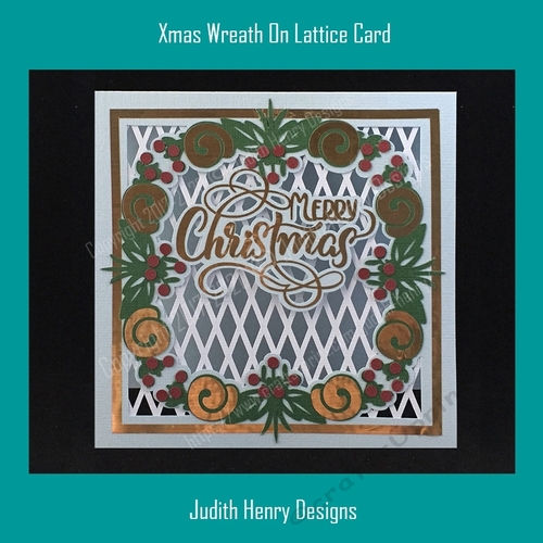 Xmas Wreath On Lattice Card
