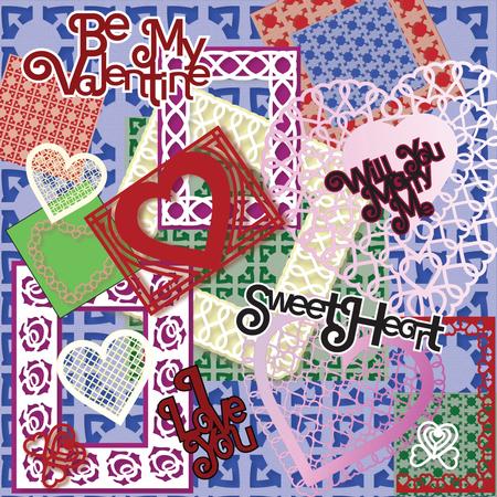 Valentine Frames, Word Art, Paper and Embellishments