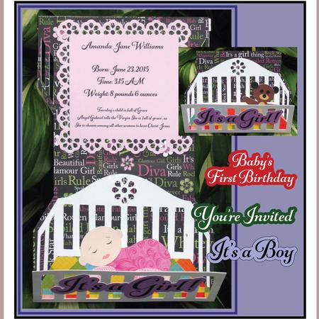 Baby in a Crib Announcement Card - Ready