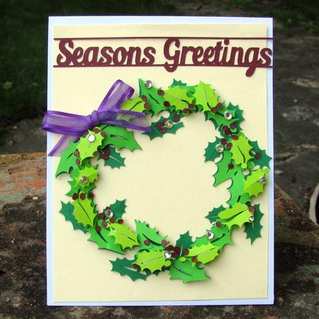Christmas Holly Weath Card