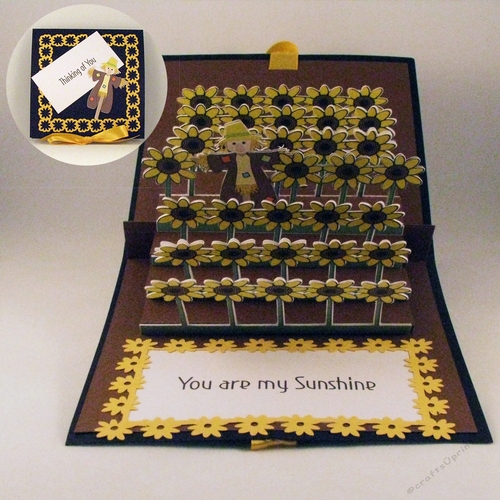 Scarecrow in a field of Sunflowers Pop Up Card