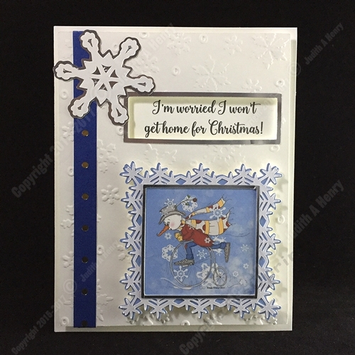 Sassy Cheryl - Folded Card - Bicycle Snowman In a Snowstorm