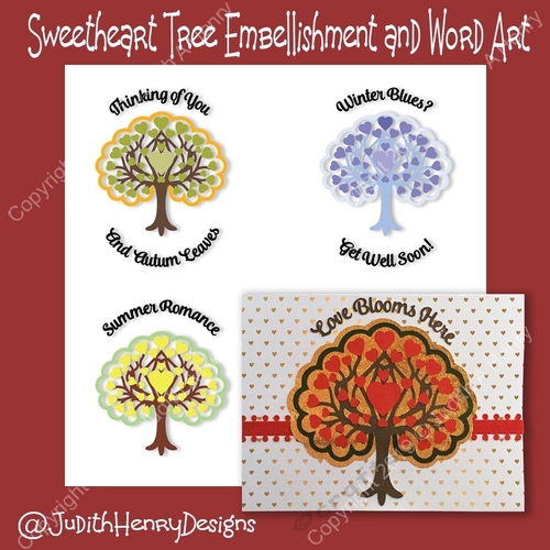 Sweetheart Tree Embellishment and sentiment