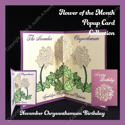 November Chrysanthemum Pop Up Birthday Card